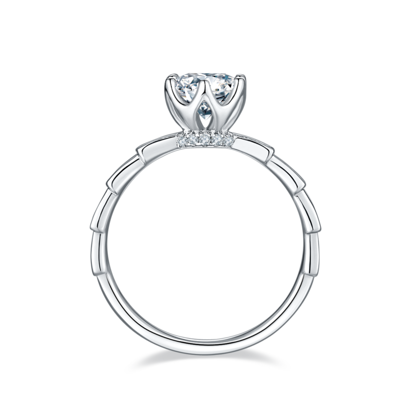 直臂豪镶美杜莎机械蛇S925银镀白金MoissaniteWomen's Ring1ctD级